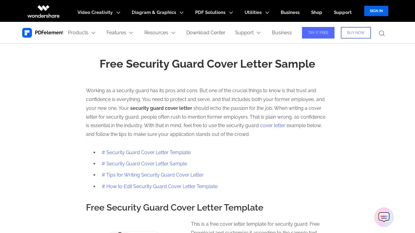 Free Security Guard Cover Letter Samples - Wondershare PDFelement