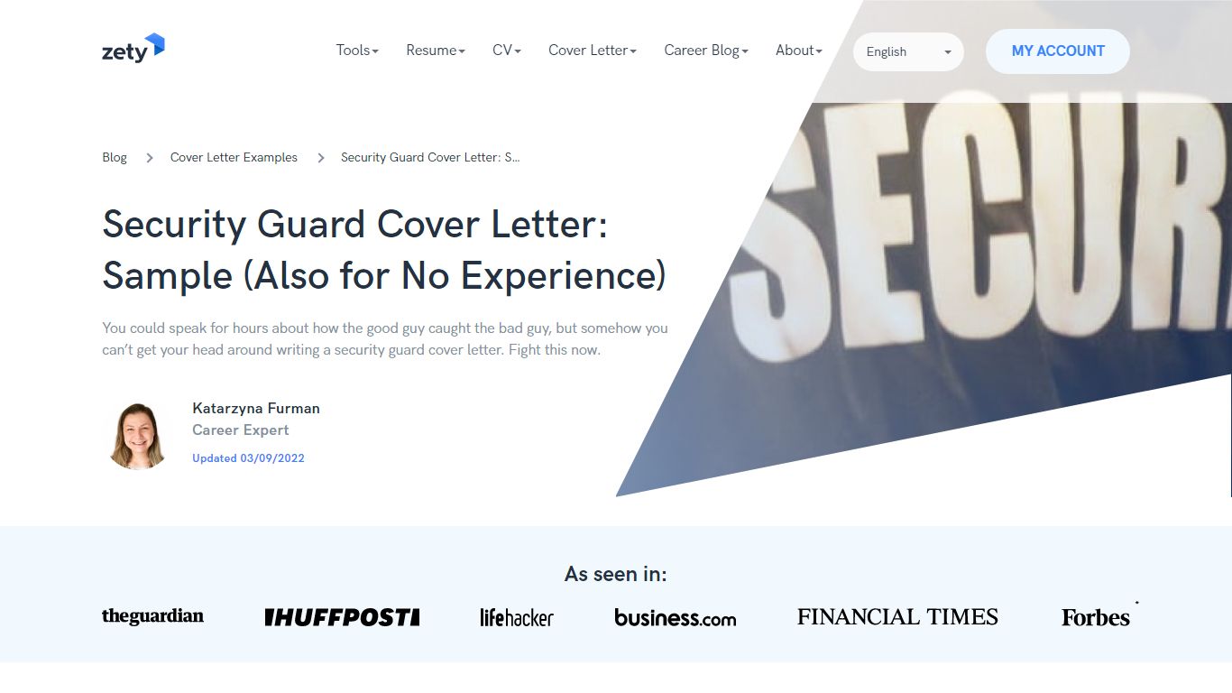Security Guard Cover Letter: Sample (Also for No Experience) - zety